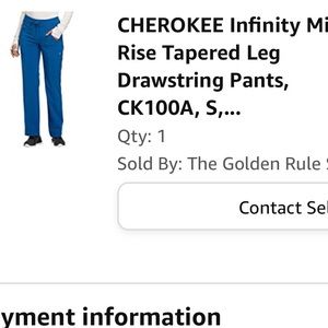 Cherokee Infinity Royal Blue Mid-Rise small PETITE scrub pants